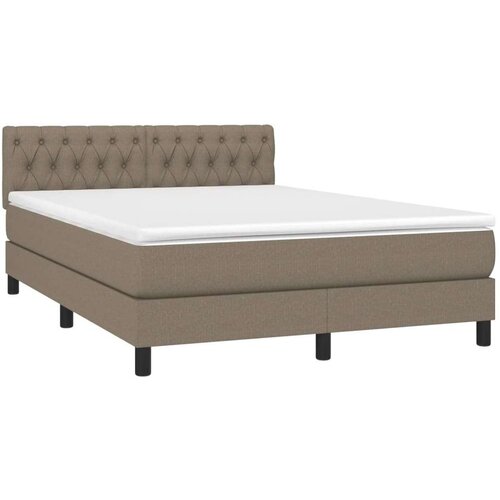  Box spring s madracem LED smeđesivi 140x190 cm tkanina Slike