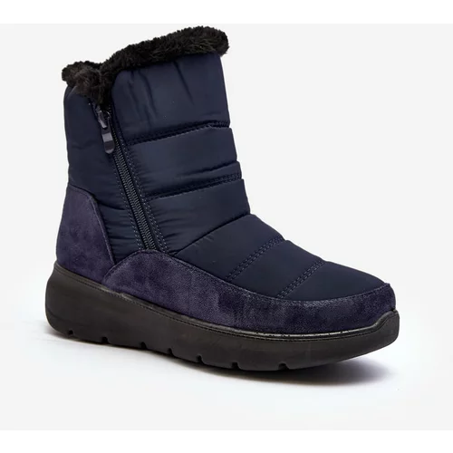 Kesi Women's snow boots with fur, Navy Blue Primose