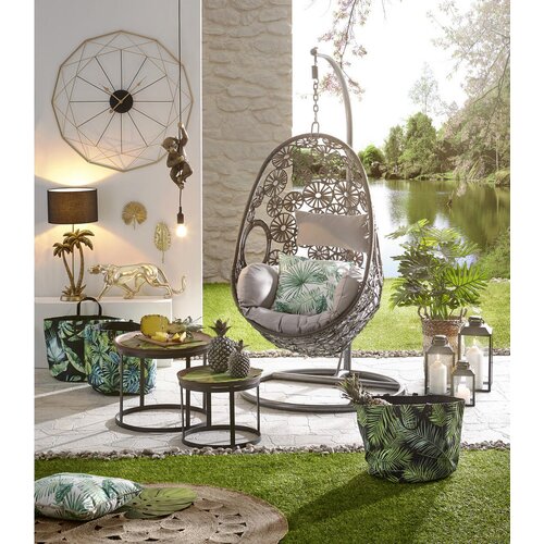 Ambia Home STENSKA URA črna, zlate barve 87 cm Slike
