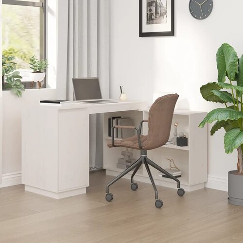 vidaXL Pisalna miza bela 110x50x75 cm trdna borovina, (20640698) Cene