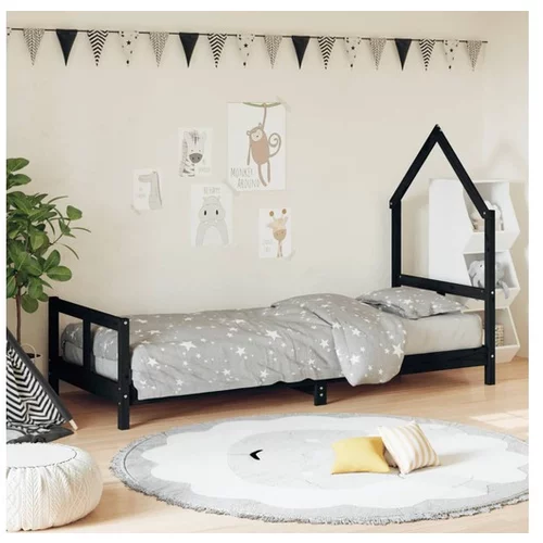 vidaXL Okvir za dječji krevet crni 80 x 200 cm od masivne borovine