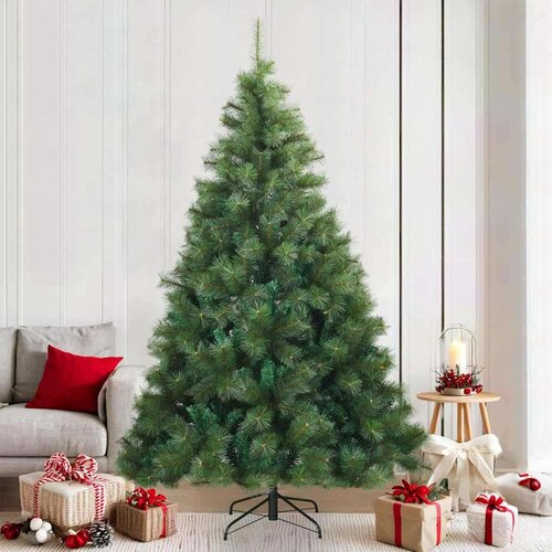 vidaXL Umjetno božićno drvce s nogom Zelena 210 cm PVC, čelik Cene