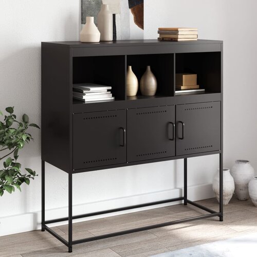  The Living Store Komoda črna 100,5x39x107 cm hladno valjano jeklo - Komoda, (21496456) Slike