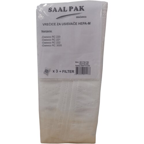 Saal Pak Vrećice za usisivač, Hepa Daewoo, 117, 3 komada Slike