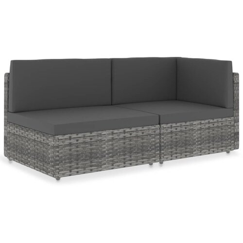 VidaXL Modularni dvosjed od poliratana sivi Slike