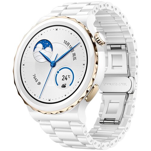 INF združljiv s huawei GT4/Buds pro keramični in nerjaveči jekleni pa&scaron;ček - metuljasta zaponka white + silver 22 mm, (5000090637) Cene