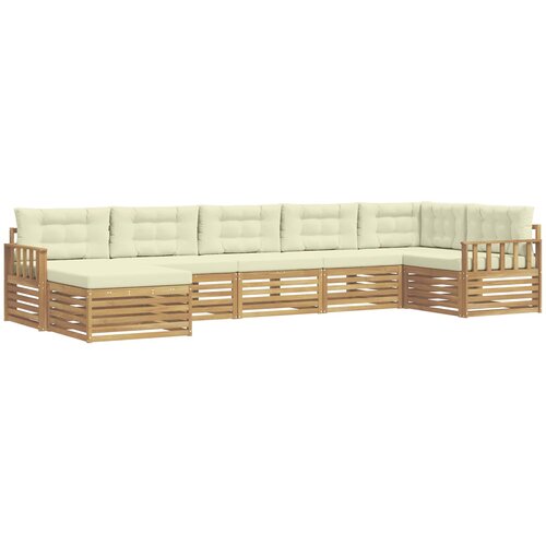  Set vanjskih sofa 7 kom. Bijela i krem Smeđa 406 x 168,5 x 73 cm Slike