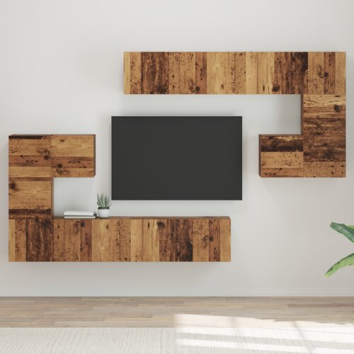 vidaXL Set TV komoda 8 pcs Staro drvo Srednja 30.5 x 30 x 30 cm Cijene