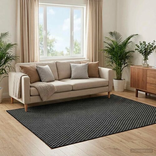  Tepih ORIZ Crni mrežasti uzorak 240 x 340 cm 100% poliester - Crni mrežasti uzorak 240 x 340 cm Cijene