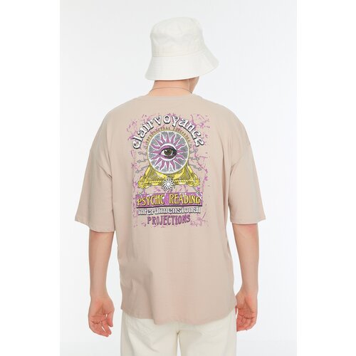 Trendyol Stone Men's Oversize Back Printed Short Sleeve T-Shirt Slike