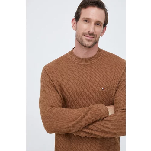 Tommy Hilfiger Bombažen pulover rjava barva