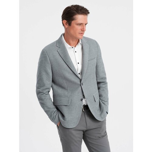 Ombre Men's jacket with elbow patches - light grey Cene