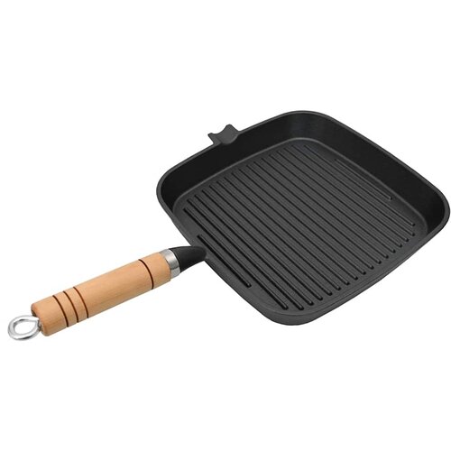 Grill Tava s Drvenom Ručkom Lijevano Željezo 20x20 cm Cijene