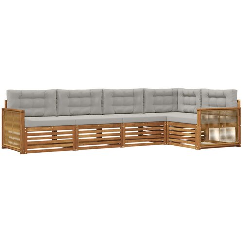 vidaXL Zunanja garnitura za sedenje 5 pcs Naravna in svetlo siva, (5000281713) Cene