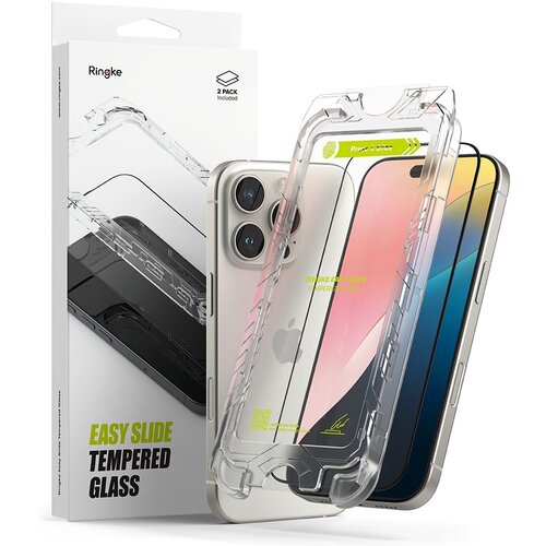 Ringke KALJENO STEKLO EASY SLIDE 2-PACK ZA IPHONE 16 PRO ČRNO, (22002145) Slike