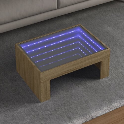 VidaXL Stolić s beskonačnim LED svjetlima boja hrasta 70x50x30 cm Slike