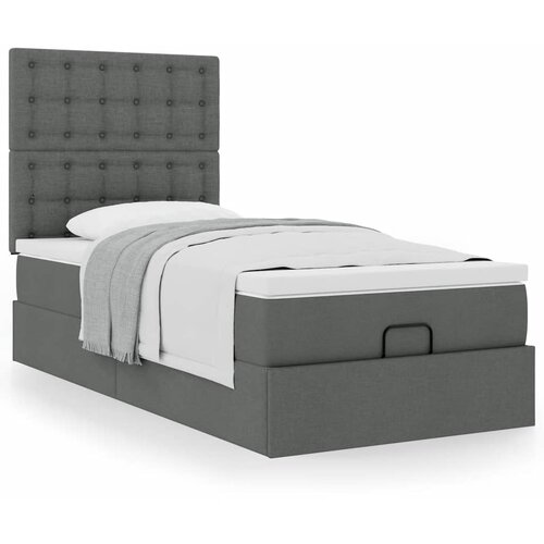 VidaXL Otomanski posteljni okvir z vzmetnico siv 90x190 cm blago Slike
