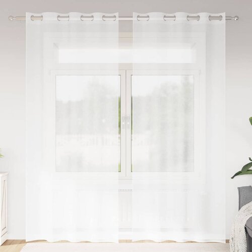 Voile zavjesa sa zavjesama 2 pcs Bijelo 260 x 140 cm Poliester Cijene