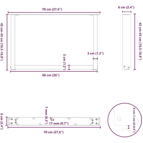 Noge za klub stolić U-oblik 2 kom Prirodni čelik 70 x (42-43) cm Čelik - Prirodna 70 x (42-43) cm 2 1 Slike