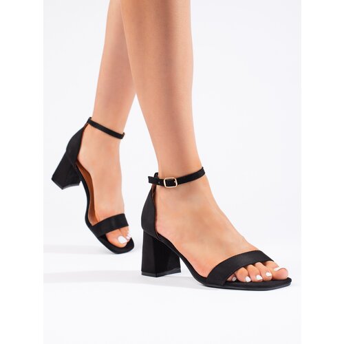 Shelvt Women&amp;#039;s suede black heeled sandals Slike