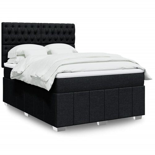 vidaXL Box spring posteljni z vzmetnico črn 140x190 cm blago Cene