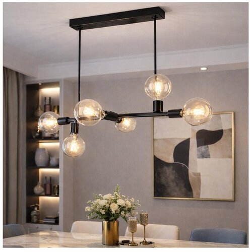 LAMKUR Luster na &amp;scaron;ipci ASTRID 6xE27/60W/230V crna Slike