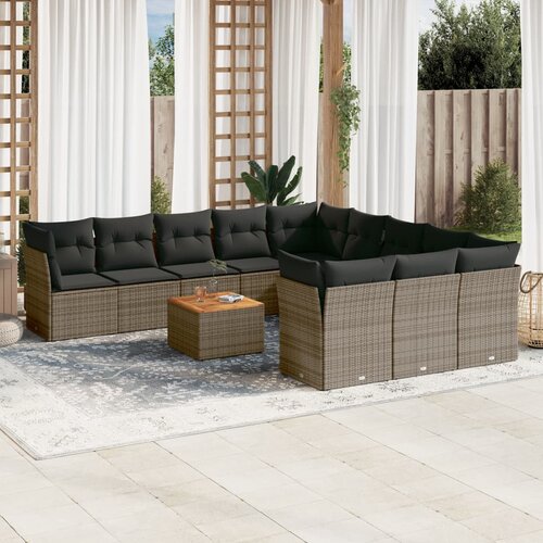 vidaXL 12-dijelni set vrtnih sofa od poliratana s jastucima sivi Cijene