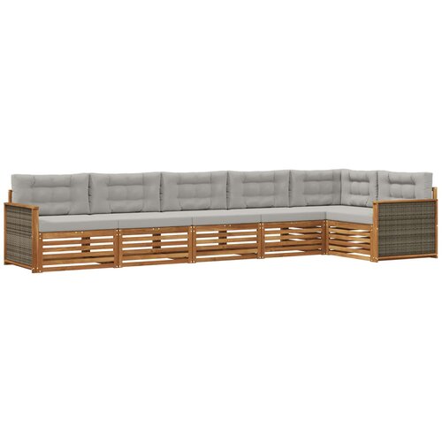 vidaXL Zunanja garnitura za sedenje 6 pcs Naravna in svetlo siva, (5000280954) Cene