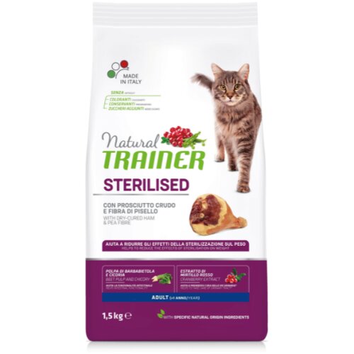 Trainer natural cat za odrasle sterilisane mačke šunka 1.5 kg Cene