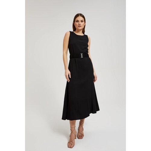 Moodo Women&amp;#039;s midi dress with belt - black Slike