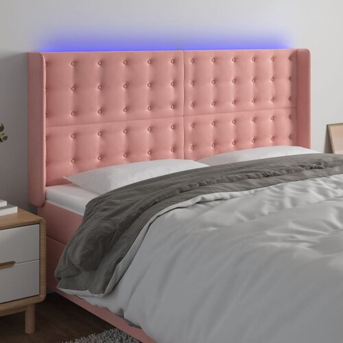 The Living Store led posteljno vzglavje roza 203x16x118/128 cm žamet - led vzglavje, (21495383) Cene