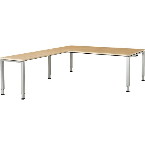 mauser Pisalna miza, kotna, spodnji del iz kvadratne/okrogle cevi, VxŠxG 650 - 850 x 2000 x 900 mm, kotni element na levi strani (širina 1200 mm), plo Cene