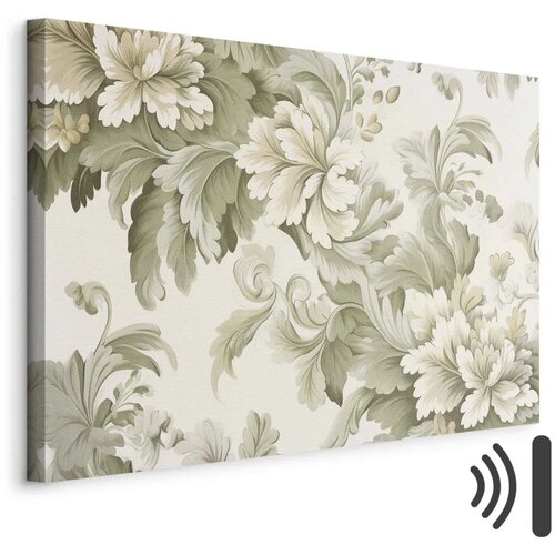  Slika - Retro Vintage Flowers in Delicate Cream and Green Colors 90x60 Akustična Cijene