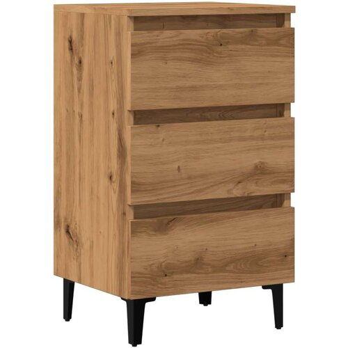 VidaXL Krevetni ormarić s metalnim nogama Artisan hrast 40x35x69 cm Slike