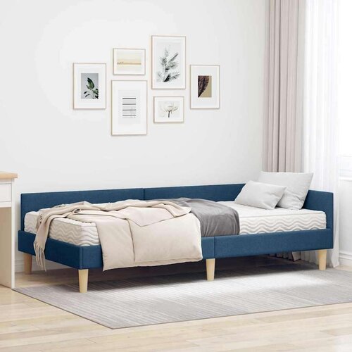  Kotni okvir postelje z matrico z vzmetnico 2 pcs Modra blago, (5000121285) Cene
