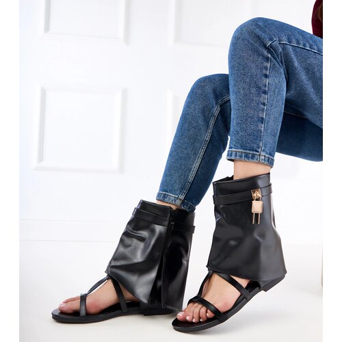 Gemre Black flat sandals with Serida upper Cene