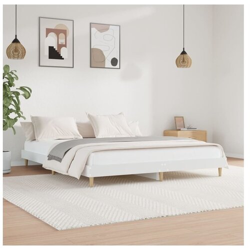  Posteljni okvir bel 200x200 cm inženirski les Cene