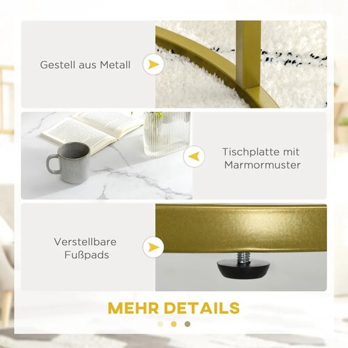  Set pomoćnih stolića 2 ugradbena stolića &amp;Oslash;74 i &amp;Oslash;59 cm mramorni izgled zlatni okvir Slike