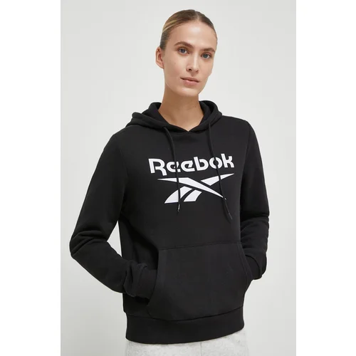 Reebok Dukserica za žene, boja: crna, s kapuljačom, s tiskom