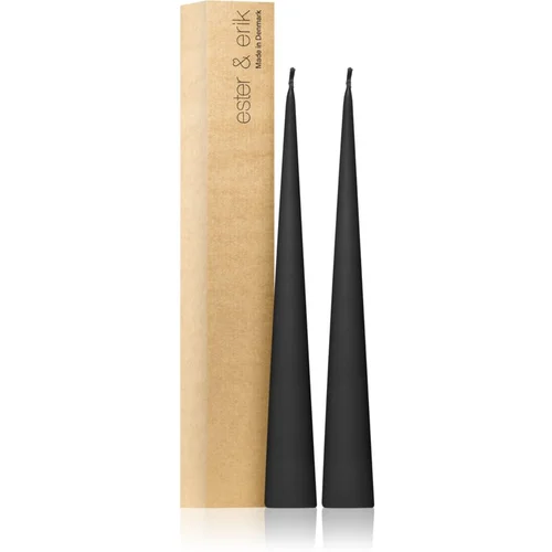 ester & erik cone candles raw black (no. 75) sveča 2x37 cm