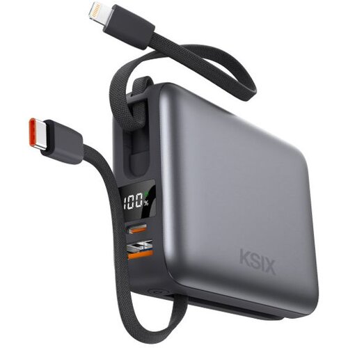 Ksix BPB20PD22INTG 20000mAh MINI POWERBANK 22.5W, LED DISPLAY+KABL USB-C I LIGHTNING Cene