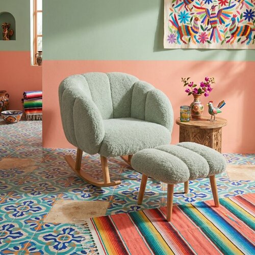 Atelier Del Sofa fotelja sa taburom Lotus, zelena Slike
