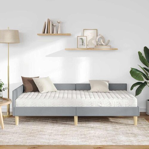 Kutni krevetni okvir s madracem 2 kom. Svijetlo siva Svjetlosiva 90 x 200 cm Slike