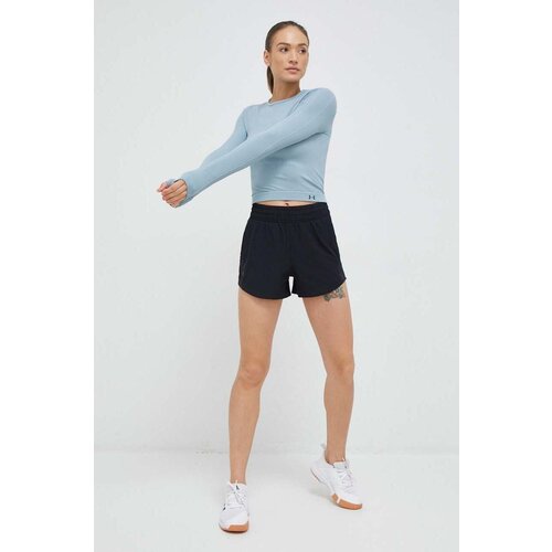 Under Armour Kratke hlače za trening Flex boja: crna, glatki materijal, visoki struk Slike