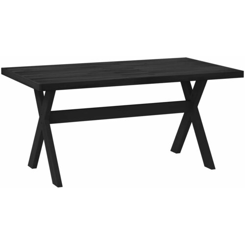 VidaXL Stol za objedovanje NOAIN 160 cm Masivna borovina Crna - 160 cm U obliku slova X Crna Slike