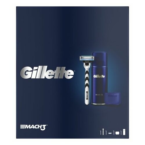 Gillette set xmas 20 mach 3 1up fusion ultra sensitive gel 200ml blade cover Slike