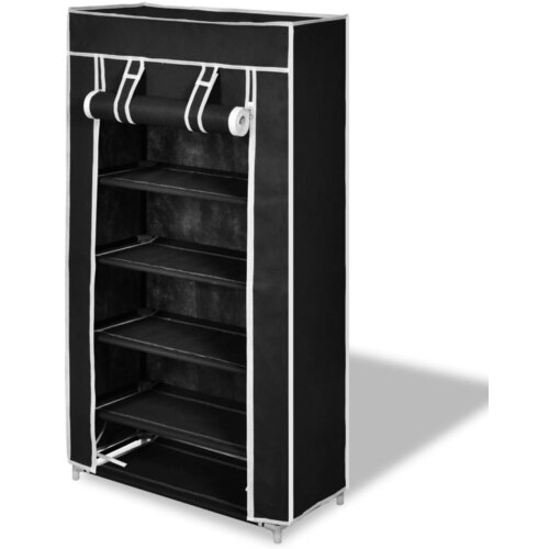 vidaXL Ormarić za Cipele s Pokrovom od Tekstila 58 x 28 x 106 cm Crni Cijene
