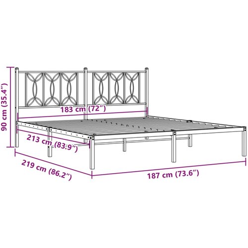  Metalni okvir za krevet s uzglavljem bijeli 183x213 cm Slike