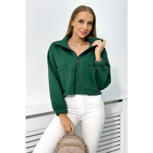 Kesi Cotton insulated sweatshirt with zipper in green color Slike