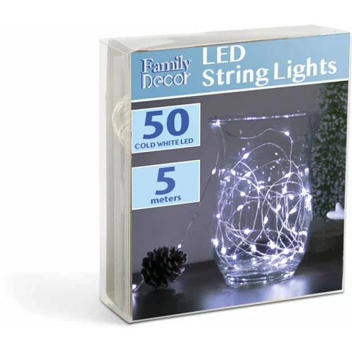 Family 5m božično - novoletne micro LED lučke na baterije 3 x AA hladno bele